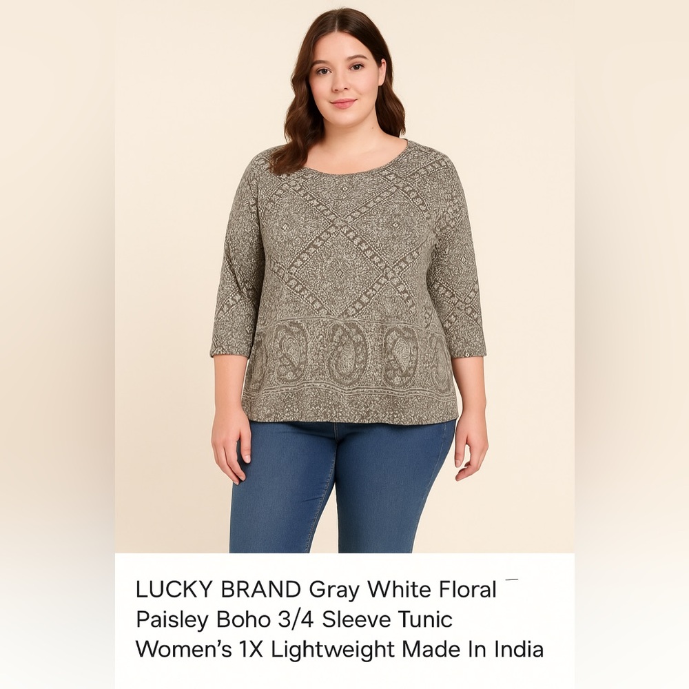 Lucky Brand Bohemian Printed 1x Top